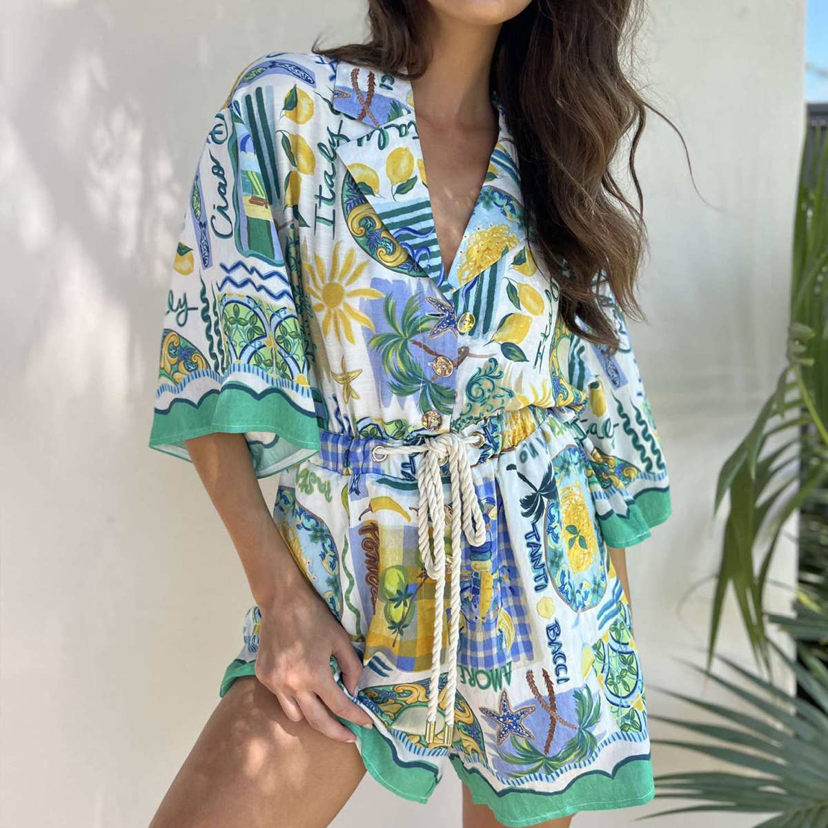 Casual,fashion and versatile lace wavy jumpsuit