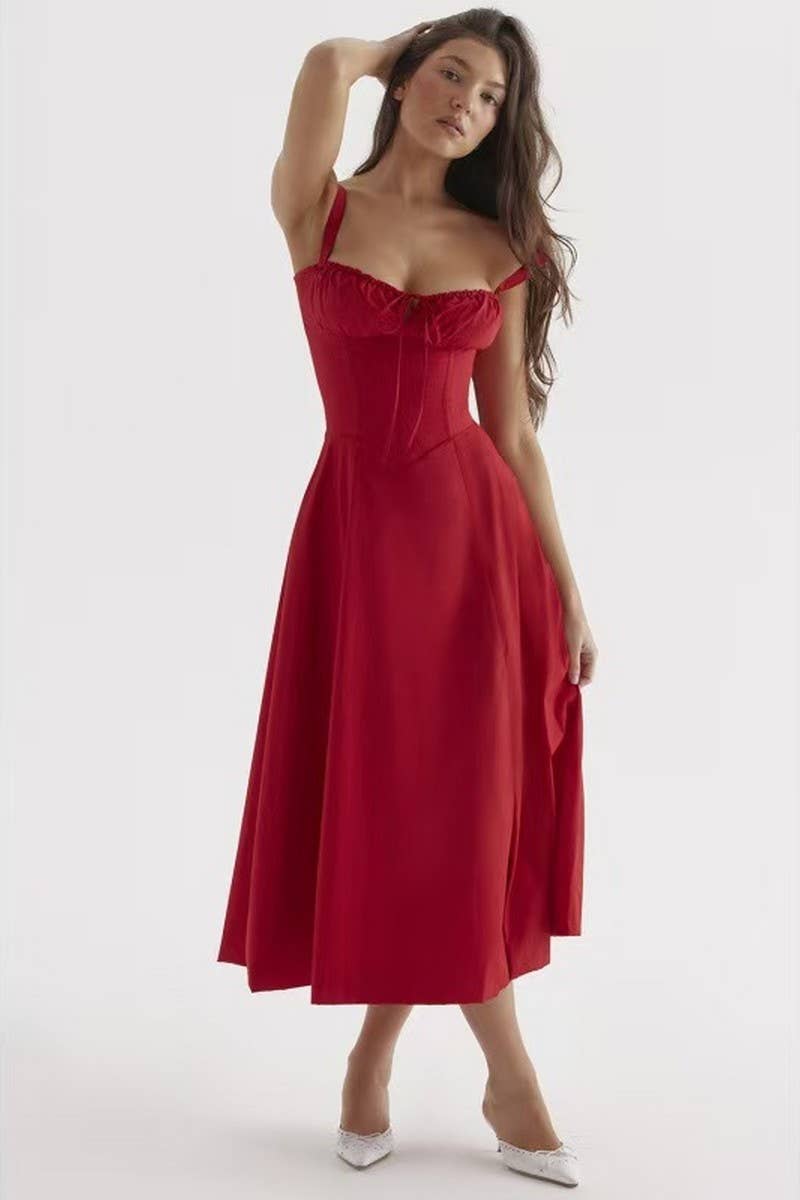 CWDMD5671_SLIM FIT WAIST SPLIT HEM MAXI DRESS