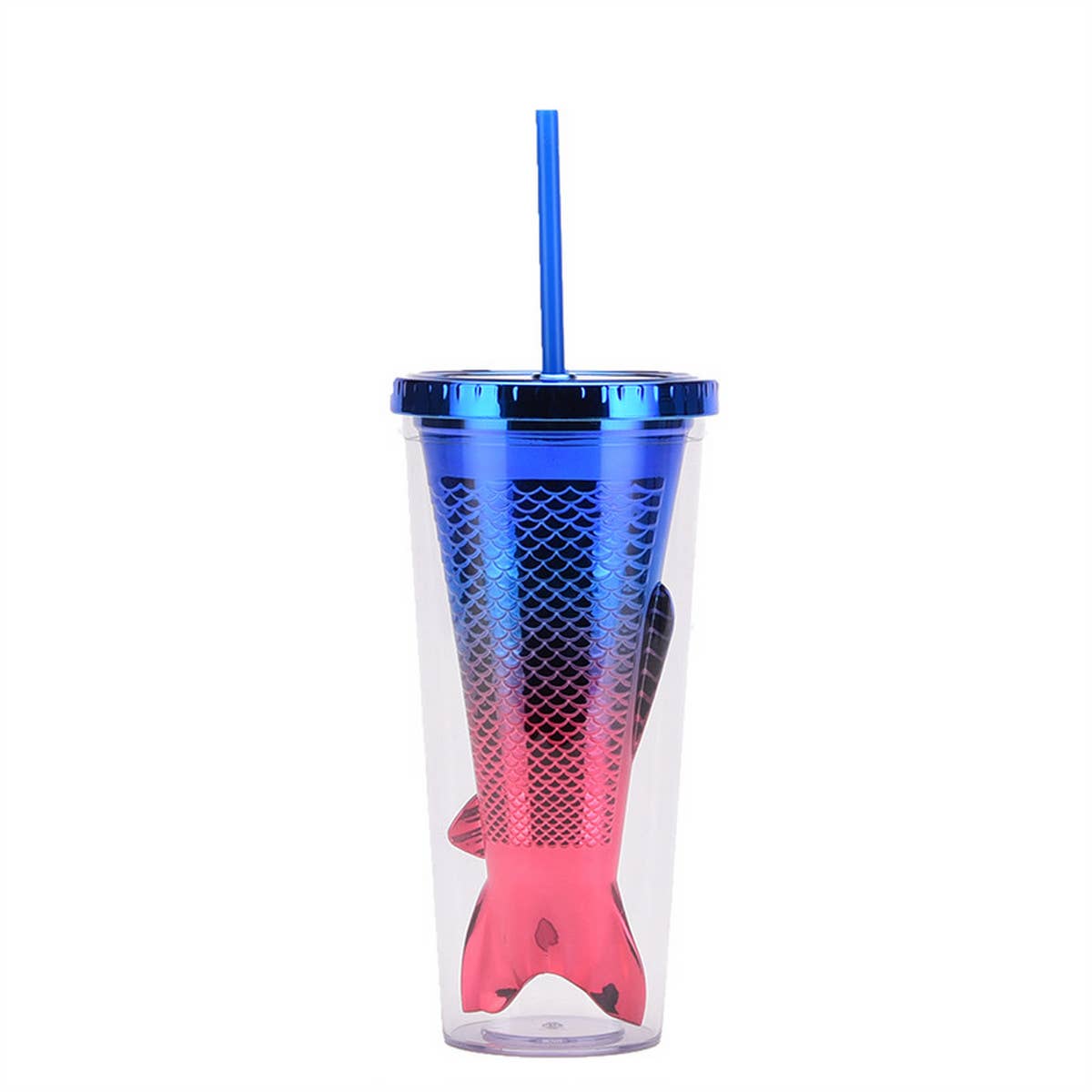 DOUBLE LAYER GRADIENT MERMAID TAIL WATER CUP