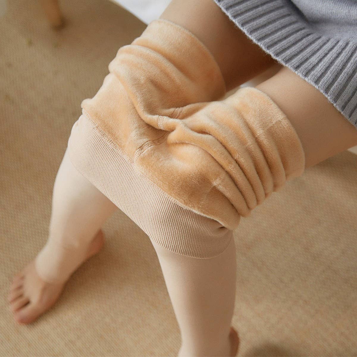 Fleece Nude Thermal Tights ? Slim Layered Leggings