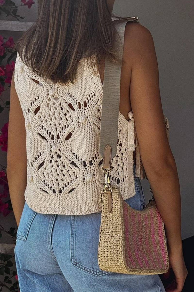 CWTSTSL00018_HOT GIRL STYLE SLEEVELESS HOLLOW VEST