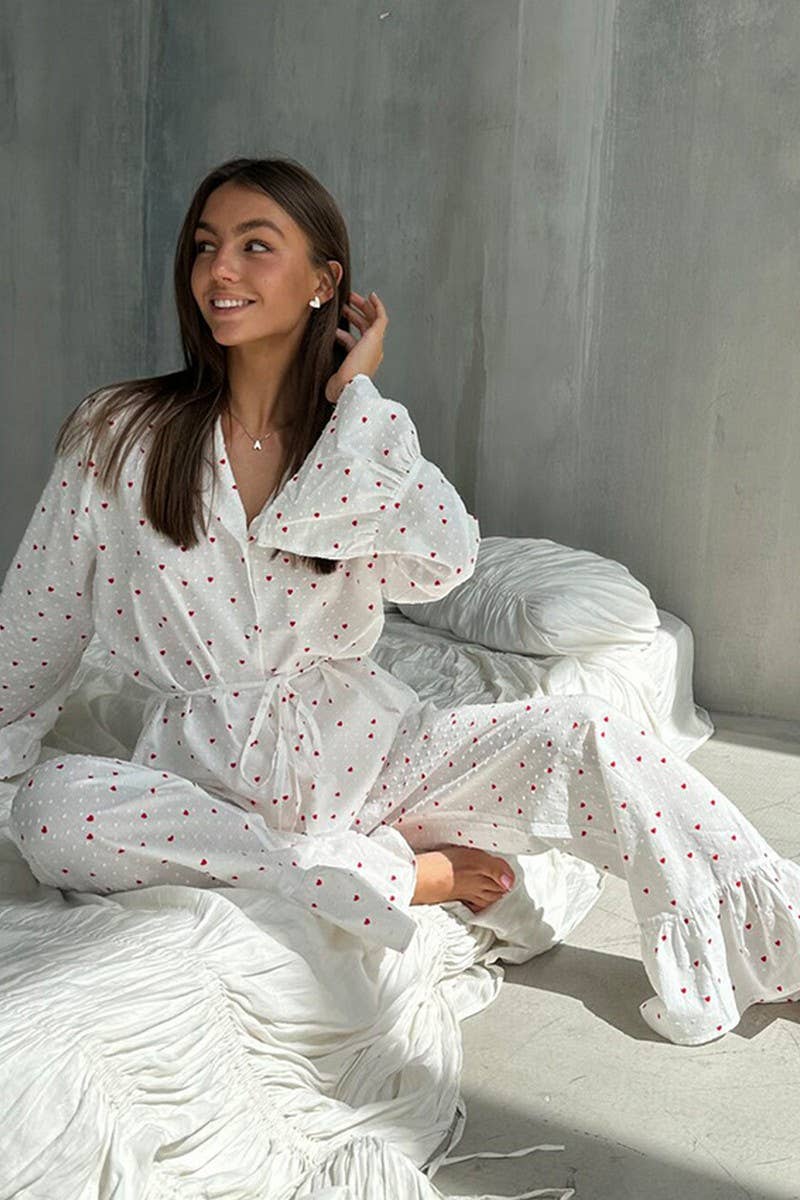 CWSPJ0230_COTTON HEART PRINTED LONG SLEEVE PAJAMA SET