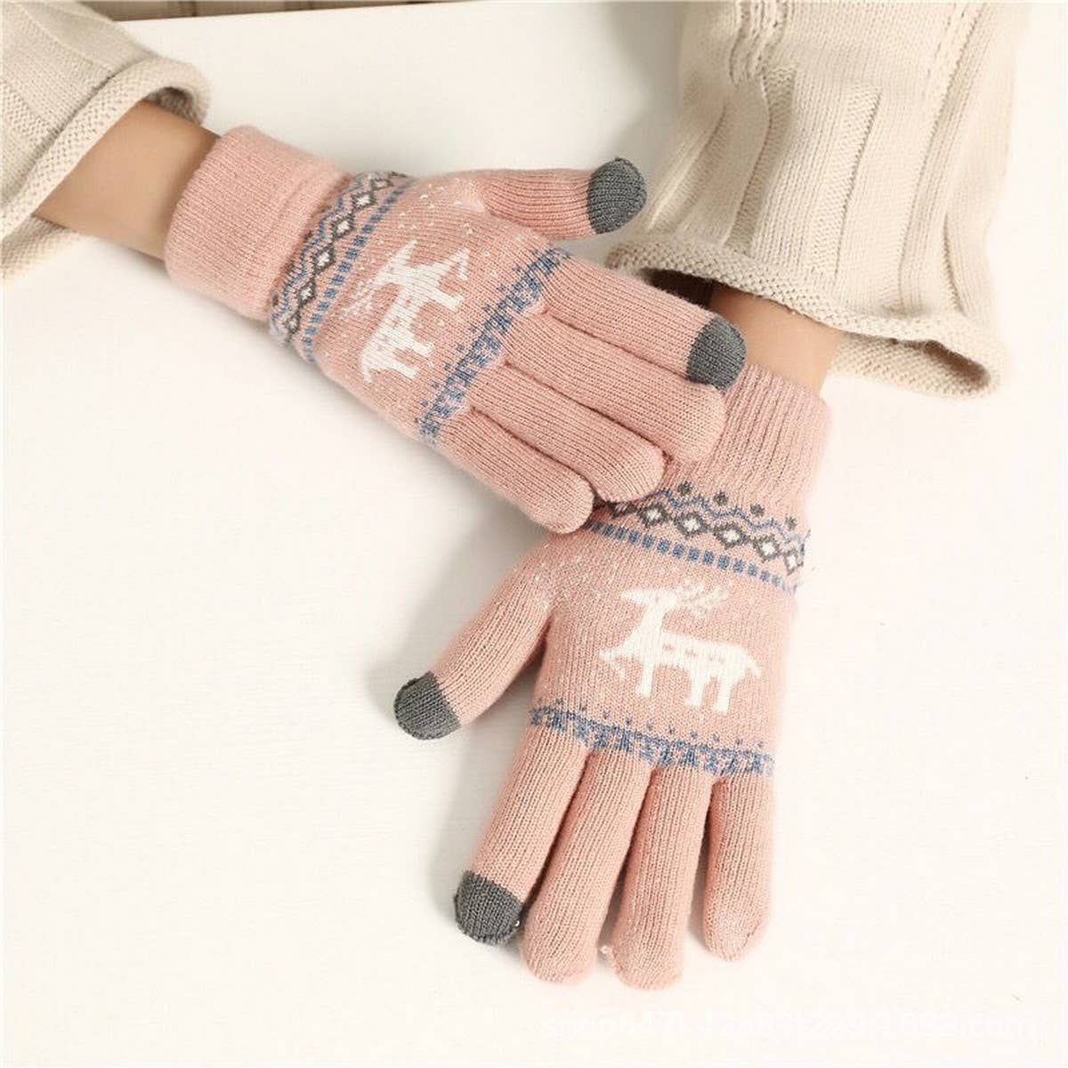 CWAG00574_UNISEX WINTER REINDEER OUTDOOR WARM GLOVES