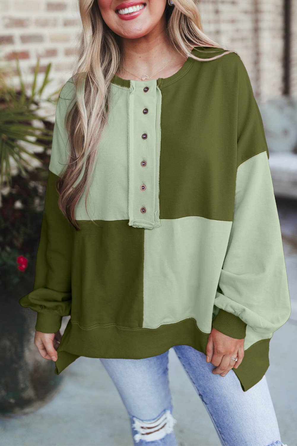 Casual multicolored velvet buttoned long hoodie