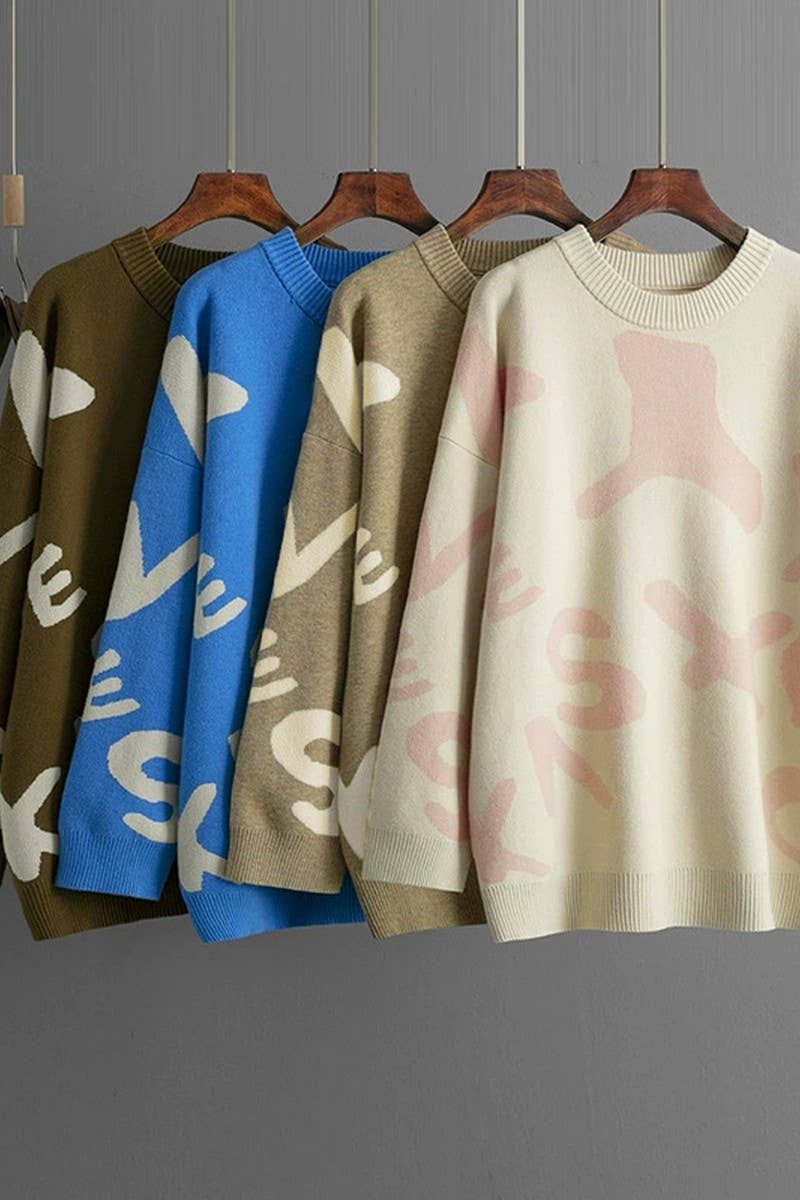 CWOSWL07293_WOMEN¡¯S JACQUARD KNIT LONGLINE SWEATER TOP