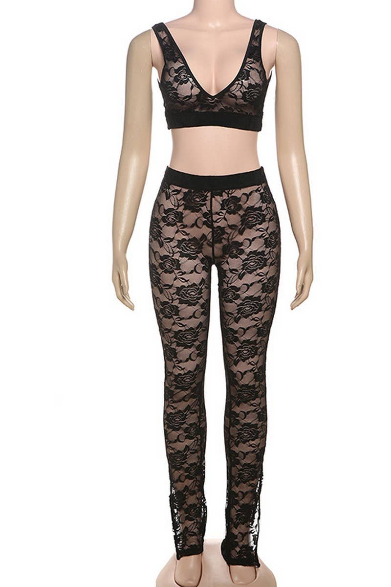 CWSS1287_SEXY BRA-STRAP LACE SUSPENDER TROUSERS SUIT