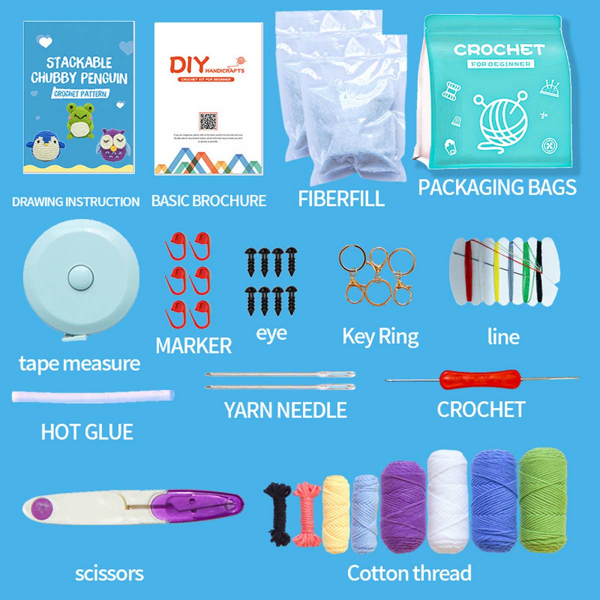 HANDMADE DIY DOLL CROCHET MATERIAL PACKAGE