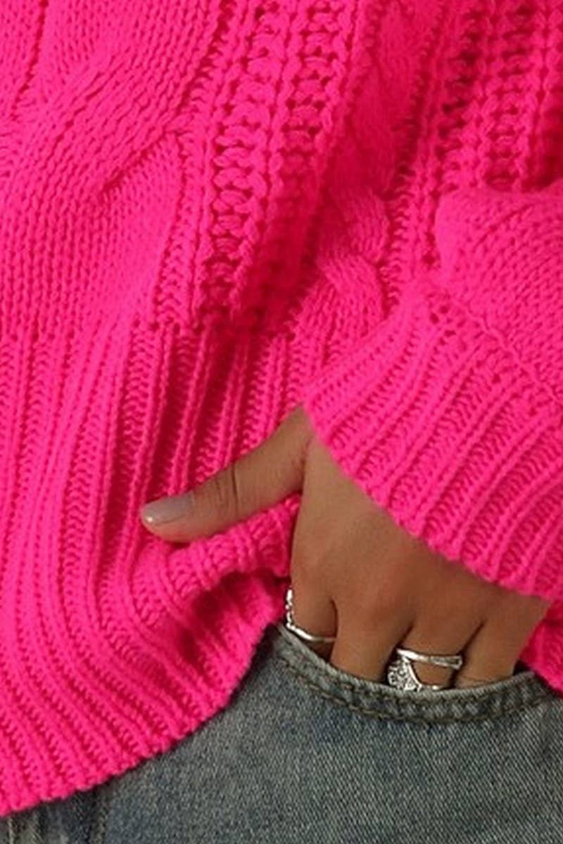 CWOSWL2688_NEON CABLE MOCK NECK SWEATER