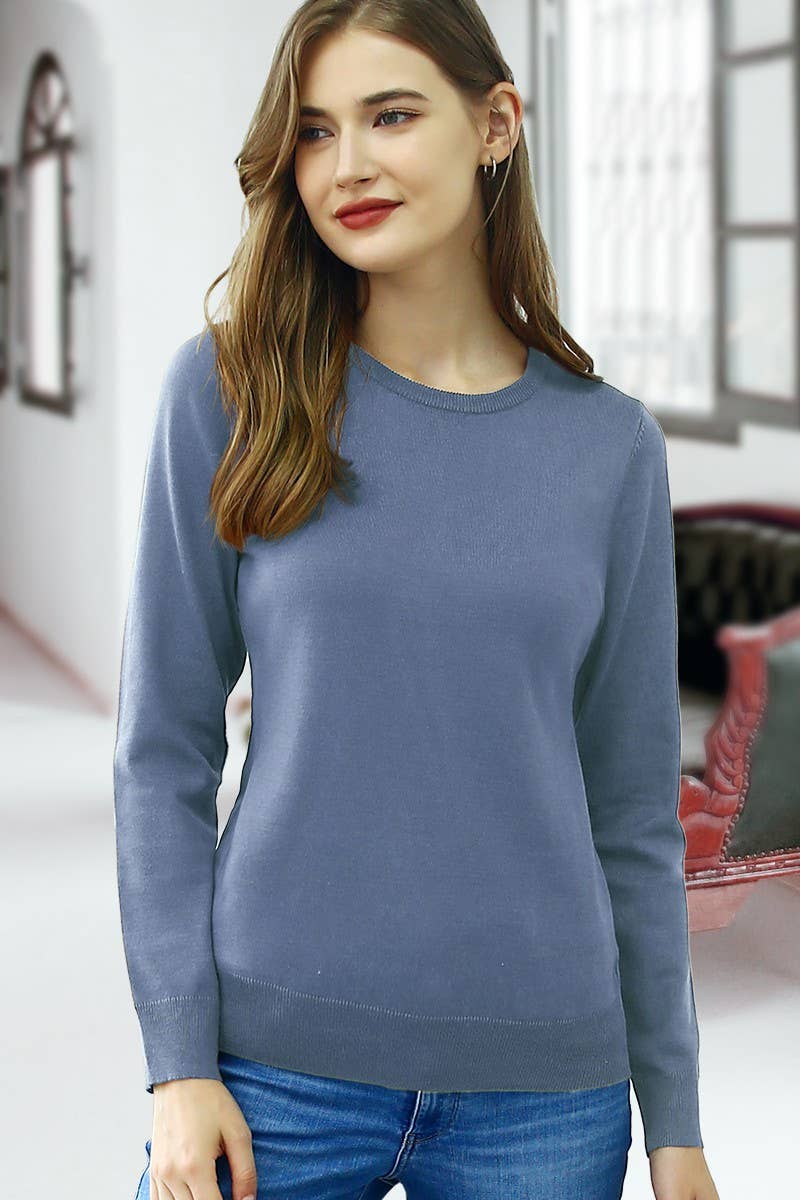 AWOSWL283_LONG SLEEVE CREW NECK PULLOVER SWEATER