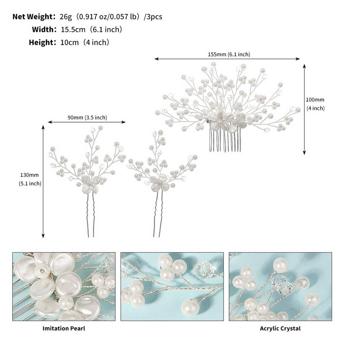 HANDMADE U-SHAPED BRIDAL HAIR ACCESSORIES