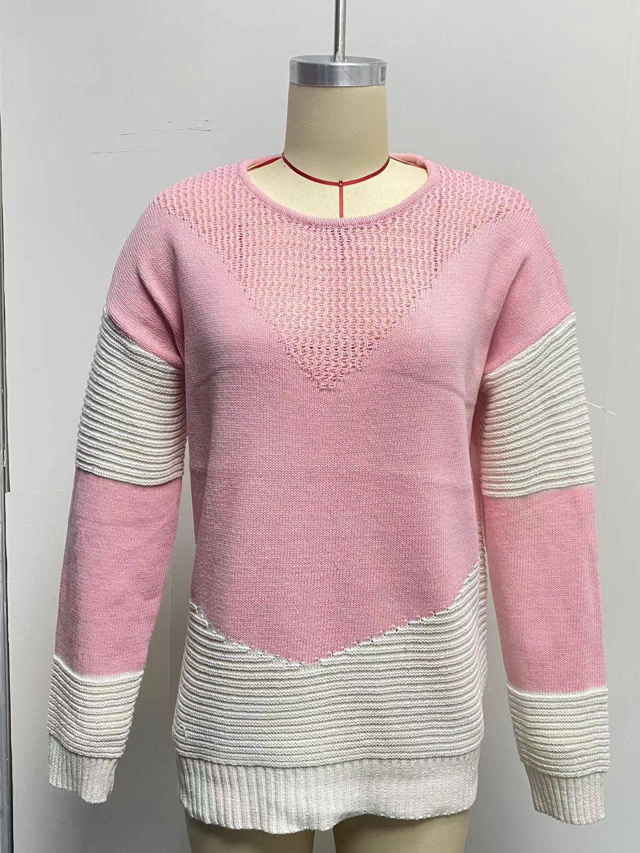 CREW-NECK COLOR MATCHING BASE PULLOVER SWEATER