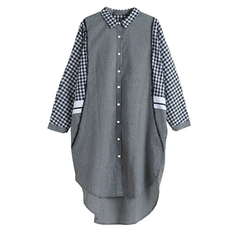 Fashion temperament plaid loose shift dress