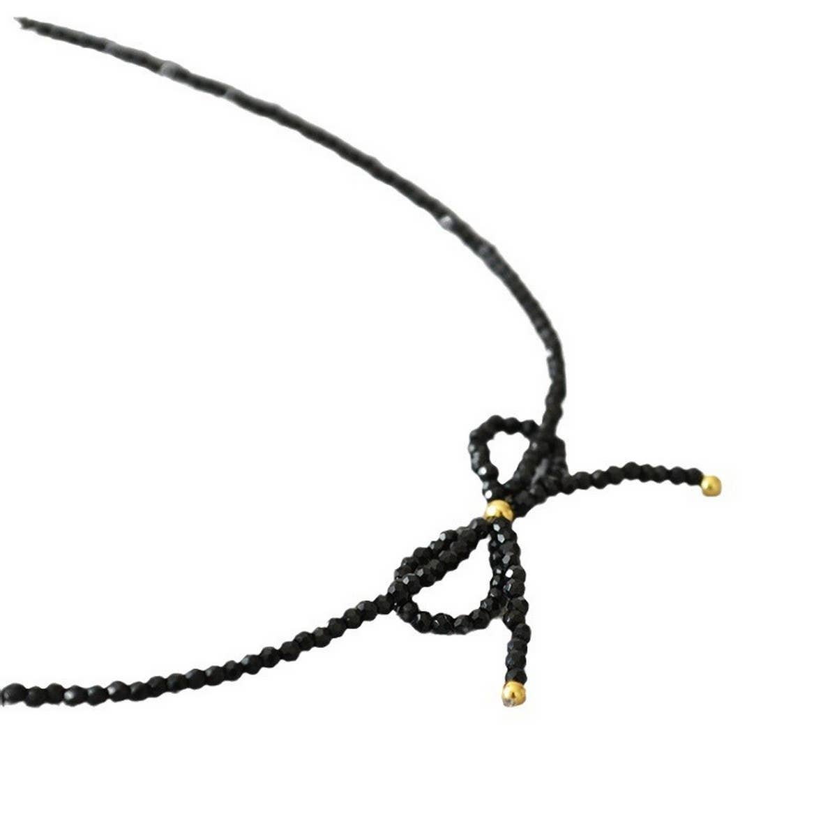 SIMPLE AND DELICATE BOW HANDMADE BEADED NECKLACE