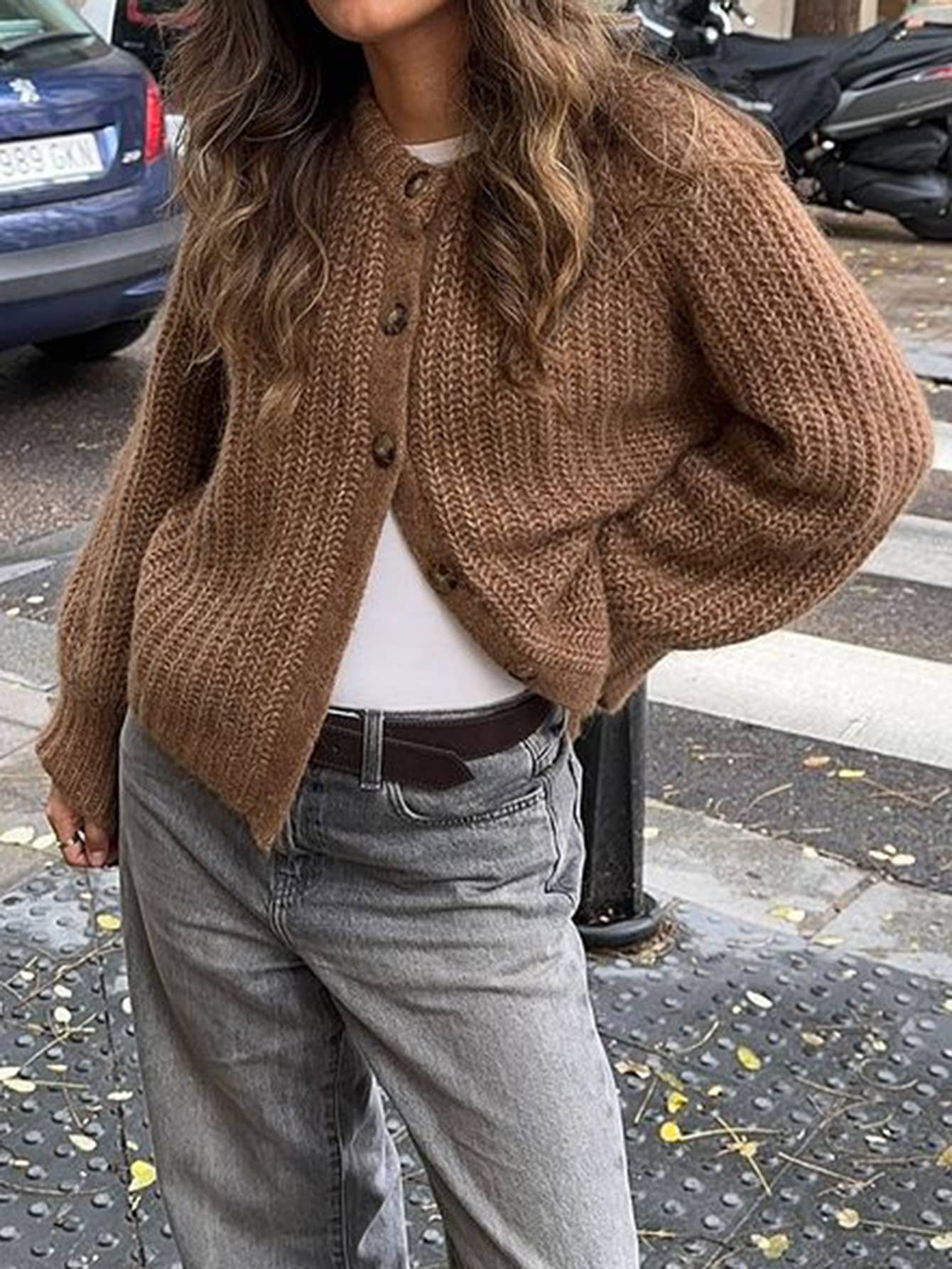 Casual long sleeve single breasted cardigan