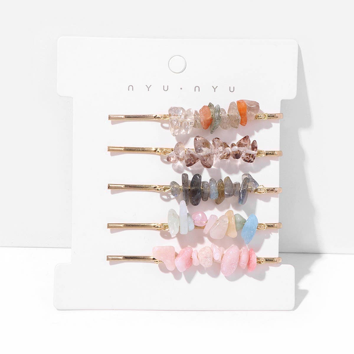 Natural Red Stone Hair Clip Set - Simple & Elegant_CWAHA1763