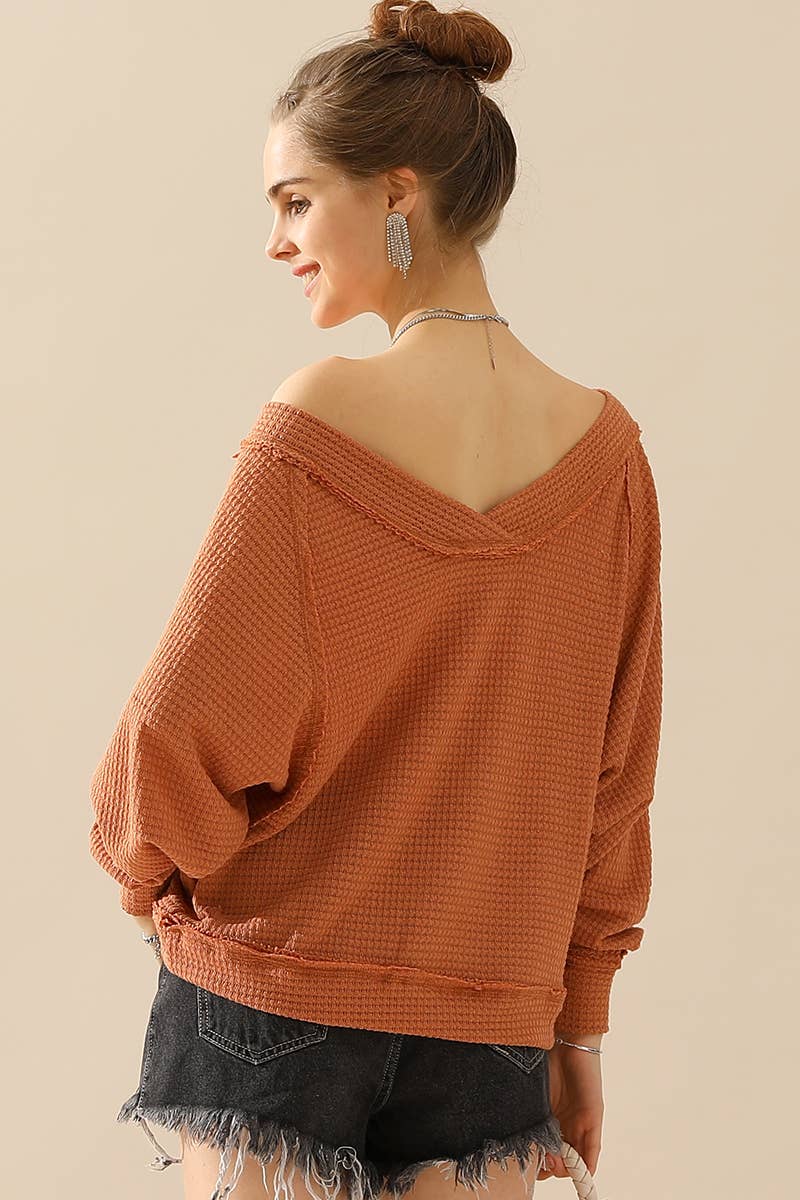 CWTTL1498__PLUS BOAT NECK POCKETED PULLOVER SWEATER KNIT TOP