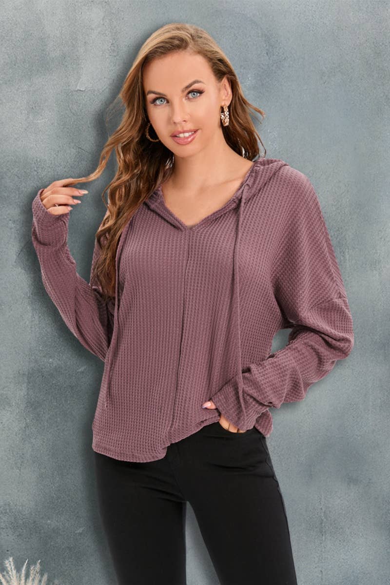 CWOSWL6359_LONG-SLEEVED DRAWSTRING HOODED SWEATER TOP