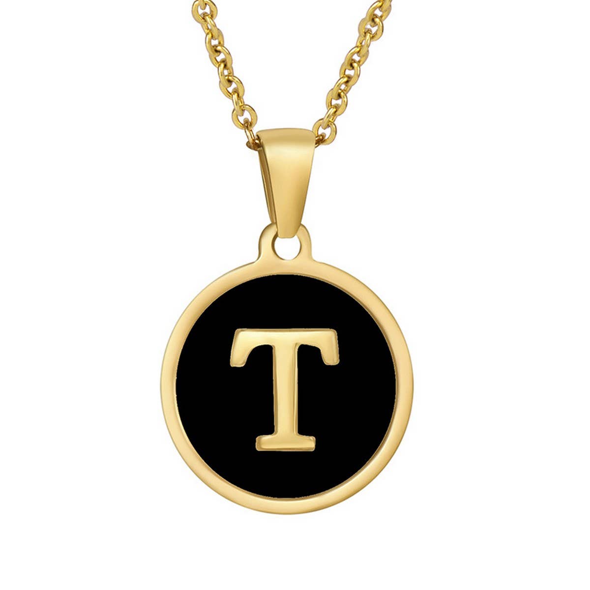 CIRCULAR SHELL ENGLISH LETTER PENDANT NECKLACE