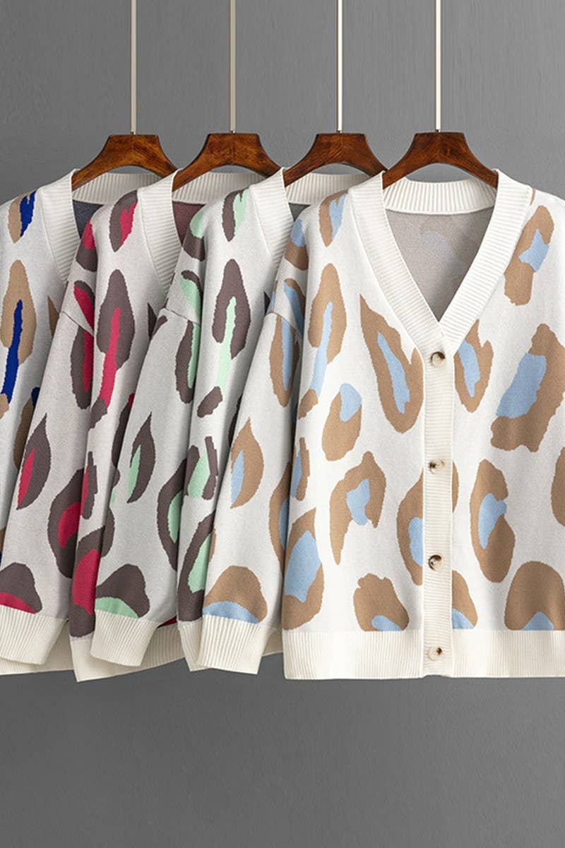 CWOCAL00667_COLORFUL LEOPARD JACQUARD LOOSE CARDIGAN