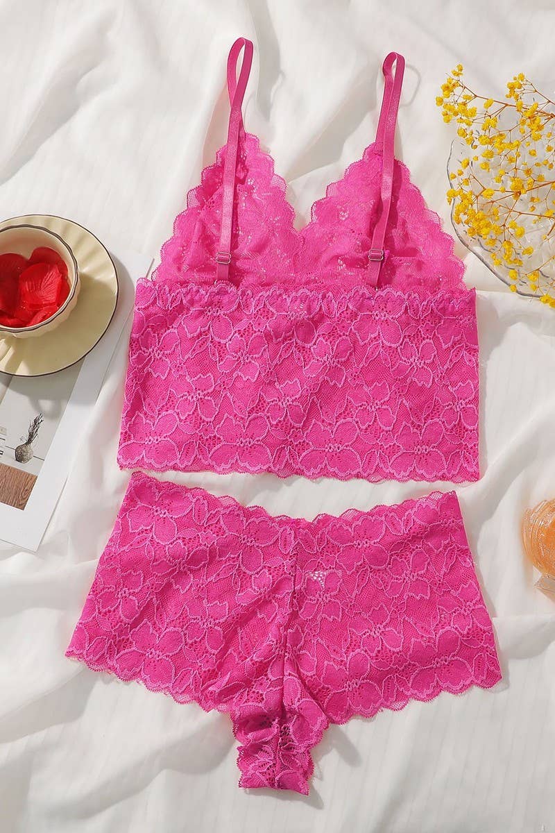 CWMU00270_LACE BRALETTE SET WIRELESS PUSH UP LINGERIE