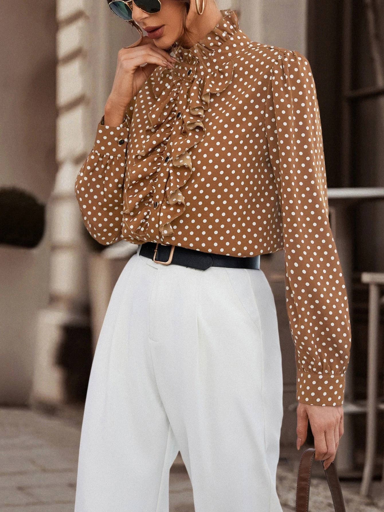 CWTBLL3899_FRENCH LACE COLLAR NICHE LONG SLEEVE SHIRT