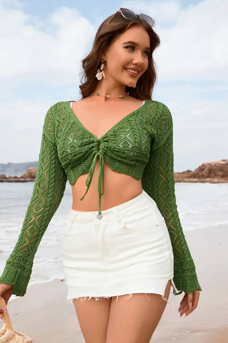 CWTTL1995_SPRING AND SUMMER V-NECK FASHION CARDIGAN