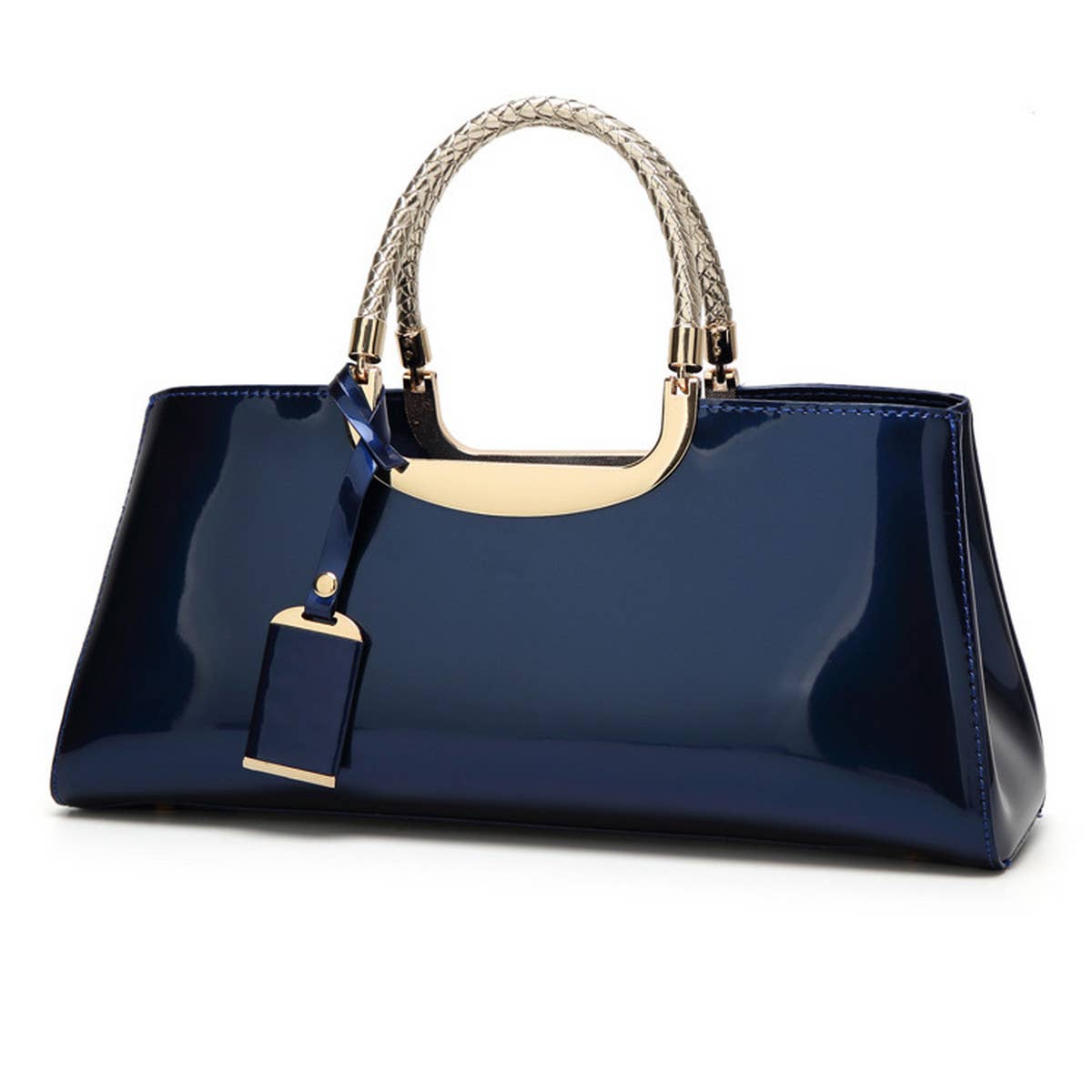 FASHIONABLE EVENING GLOSSY PATENT LEATHER TOTE_CWAB2635