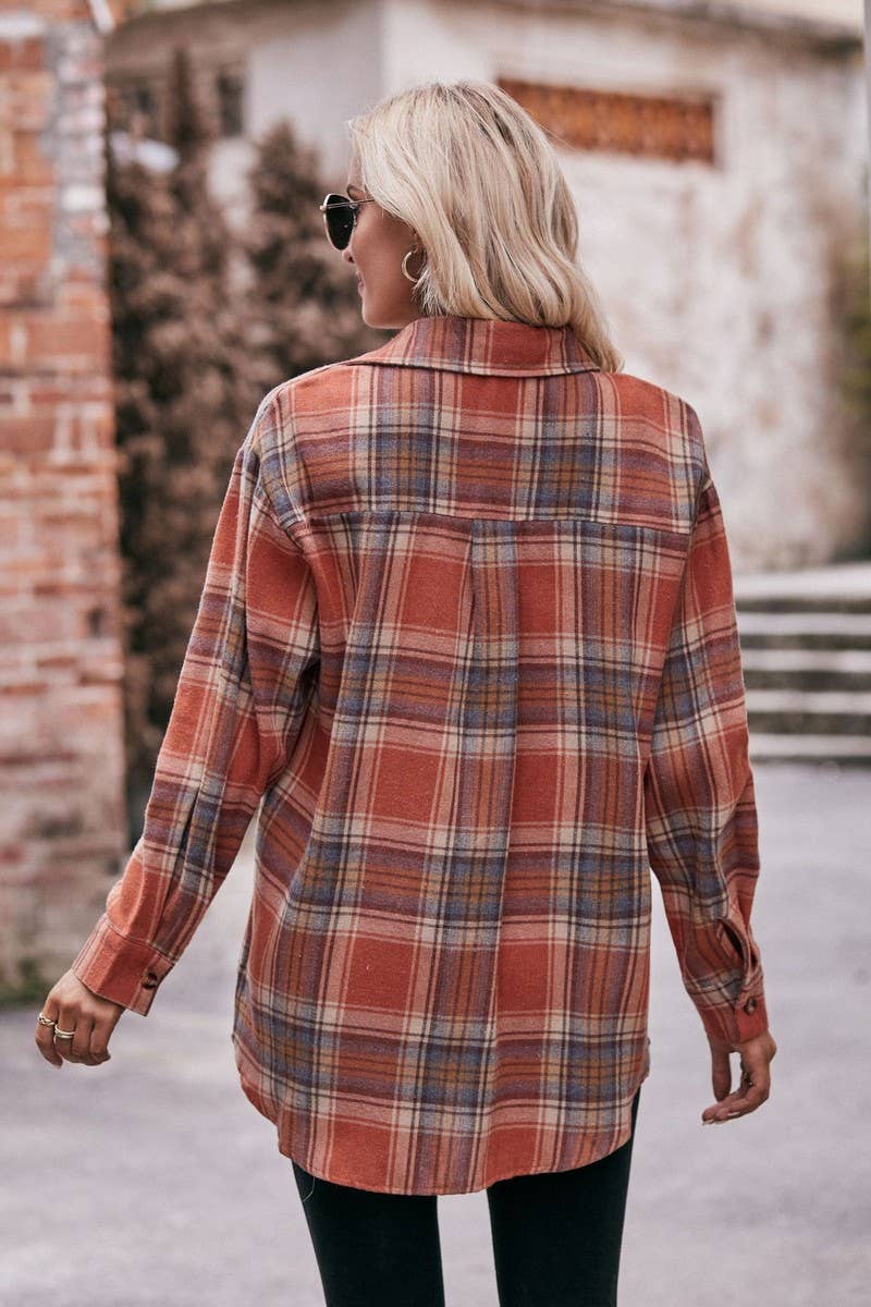 CWTSTL1691_OVERSIZE LOOSE LONG SLEEVE PLAID SHIRT