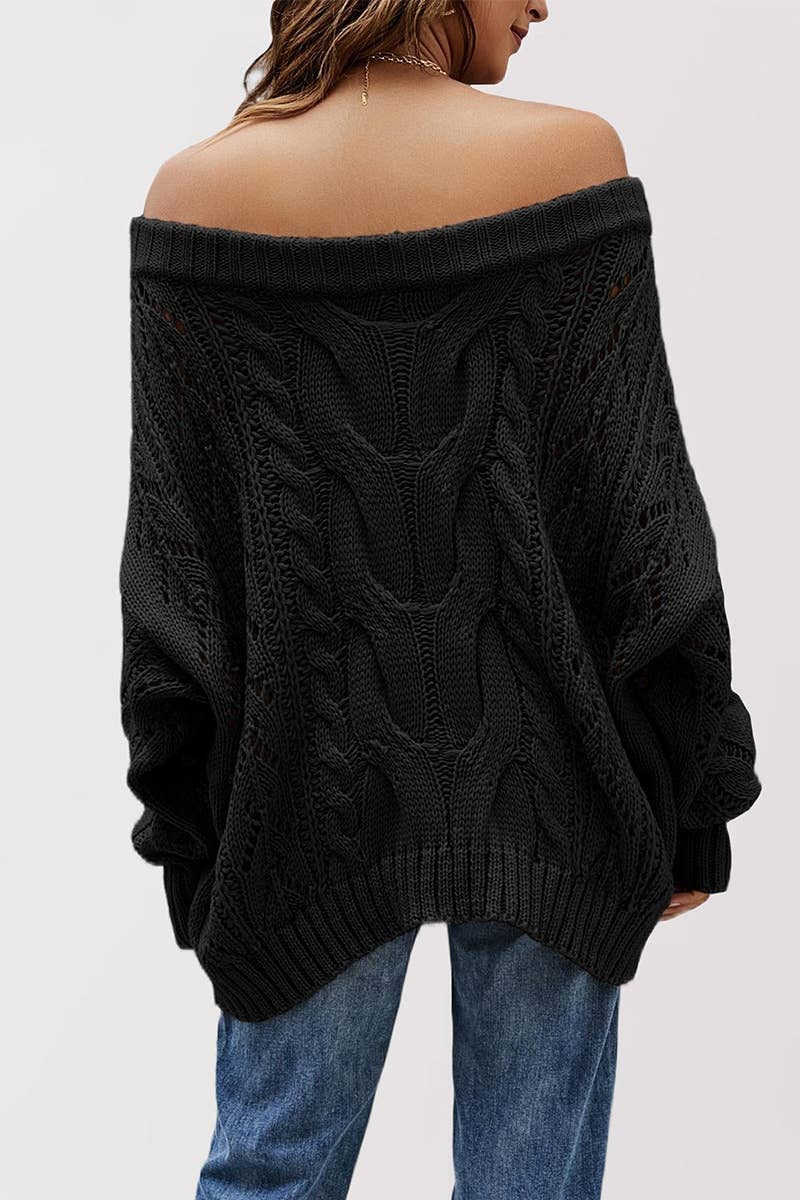 CWOSWL5842_LONG-SLEEVED SWEATER WITH CUT-OUT SHOULDER