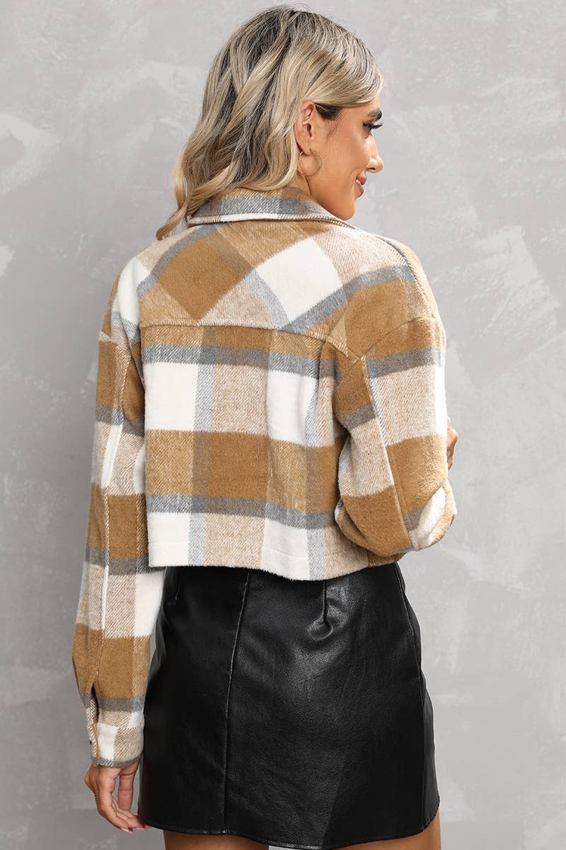 CWTSTL2089_WINTER PLAID SHIRT WITH LONG SLEEVES SHORT STYLE