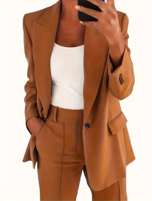 Chic Lapel Blazer and Pants Set for Women