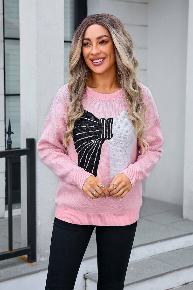 CWOSWL3101_BOW COLORBLOCK PULLOVER SWEATER
