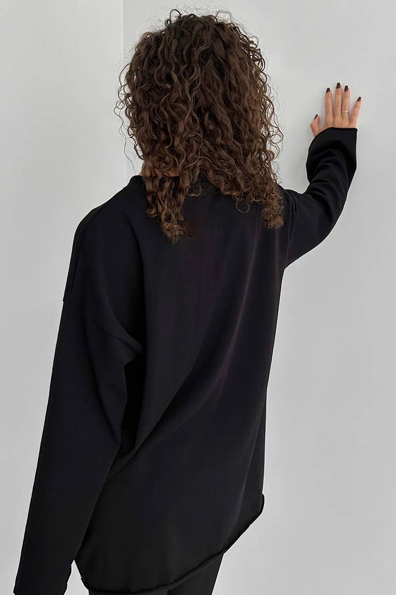CWTBLL2963_SPRING AUTUMN ROUND NECK LONG SLEEVE TOP