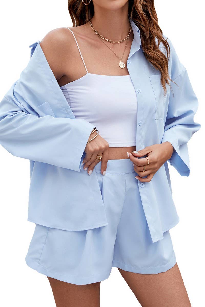 CWSTB2081_SOLID BUTTON TOP AND CROPPED PANTS LOUNGE SET