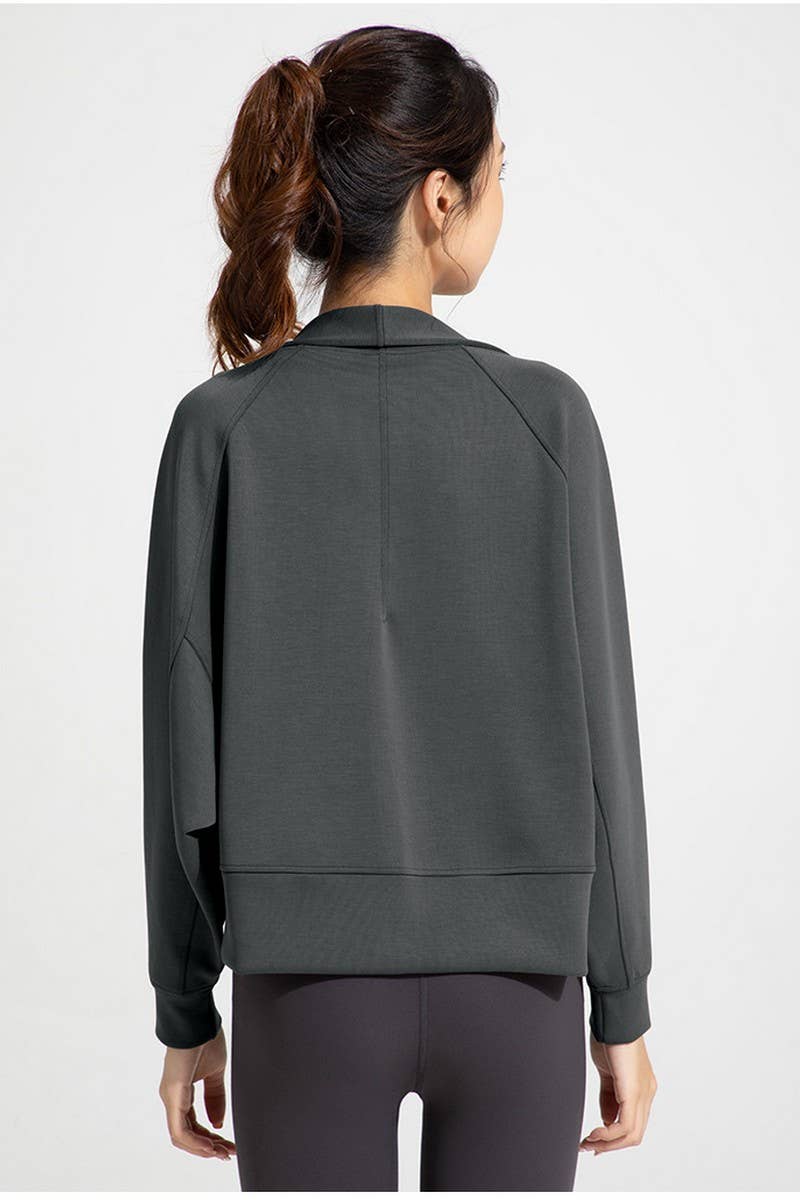CWOCAL2164_MODAL LONG SLEEVE SHAWL YOGA TOP