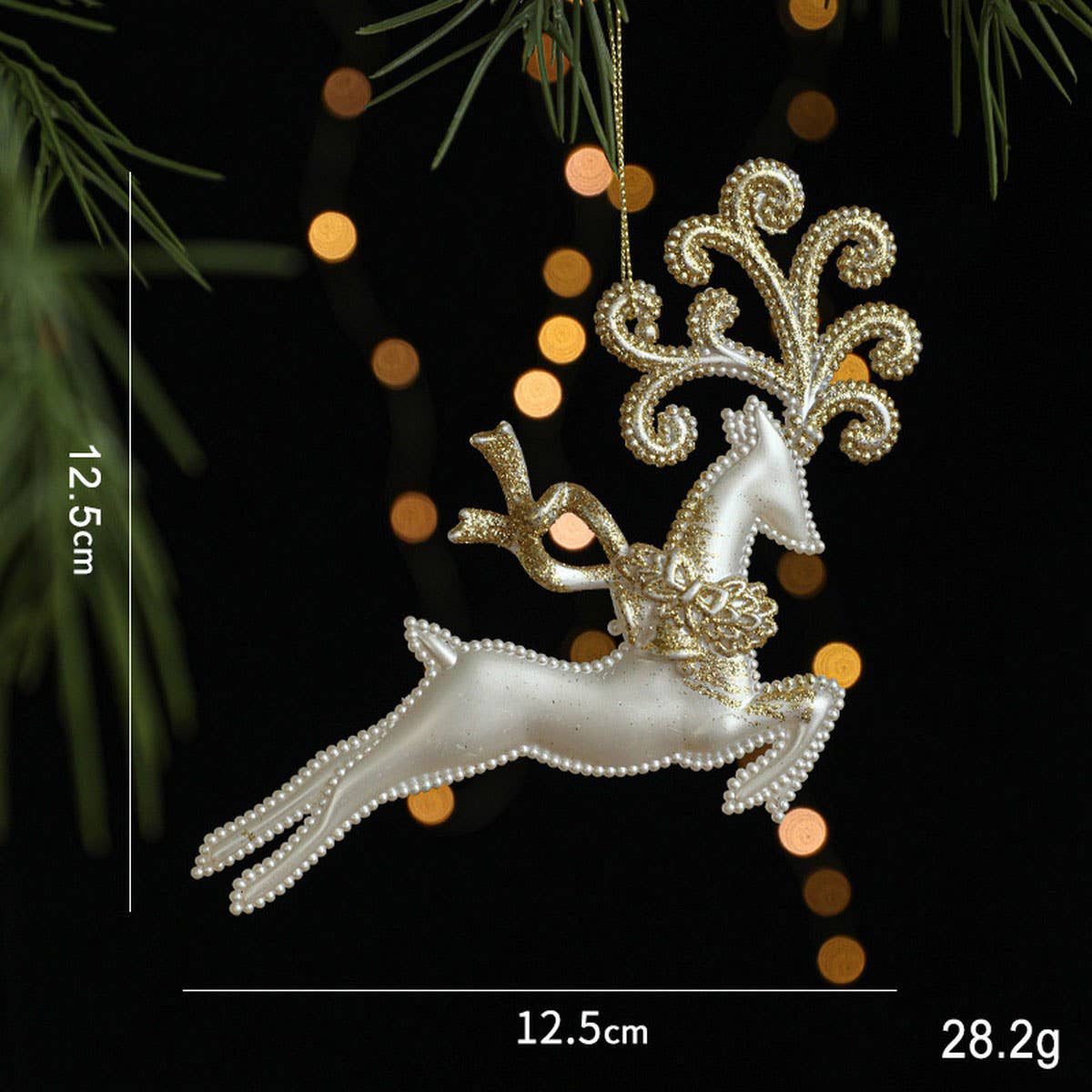 Gold Glitter Xmas Sled Santa Angel Reindeer Decor