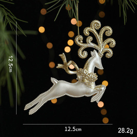 Gold Glitter Xmas Sled Santa Angel Reindeer Decor
