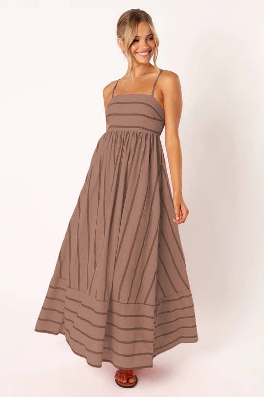 Backless swing Striped sleeveless halter dress