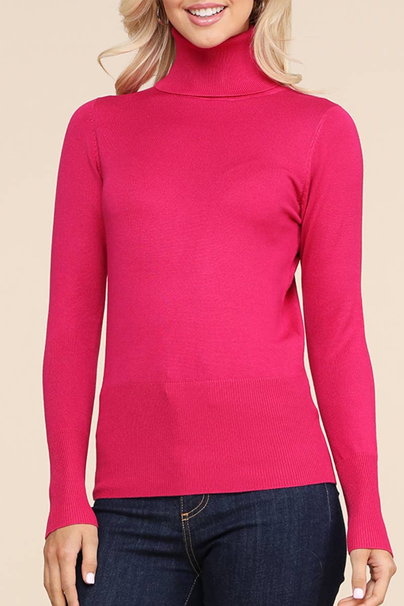 AWOSWL285_Stretch Turtle Neck Long Sleeve Pullover Sweater