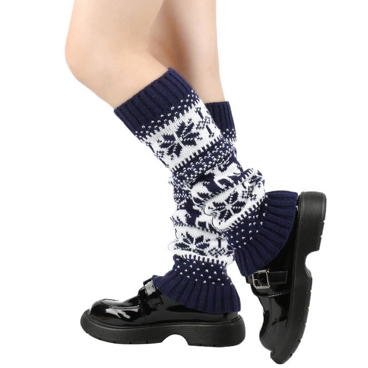 CWMS02677_THICK KNIT CHRISTMAS LEG WARMERS