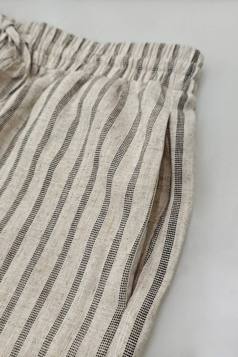 CWSTB2128_SLEEVELESS VEST & STRIPED ELASTIC WAIST PANTS SET