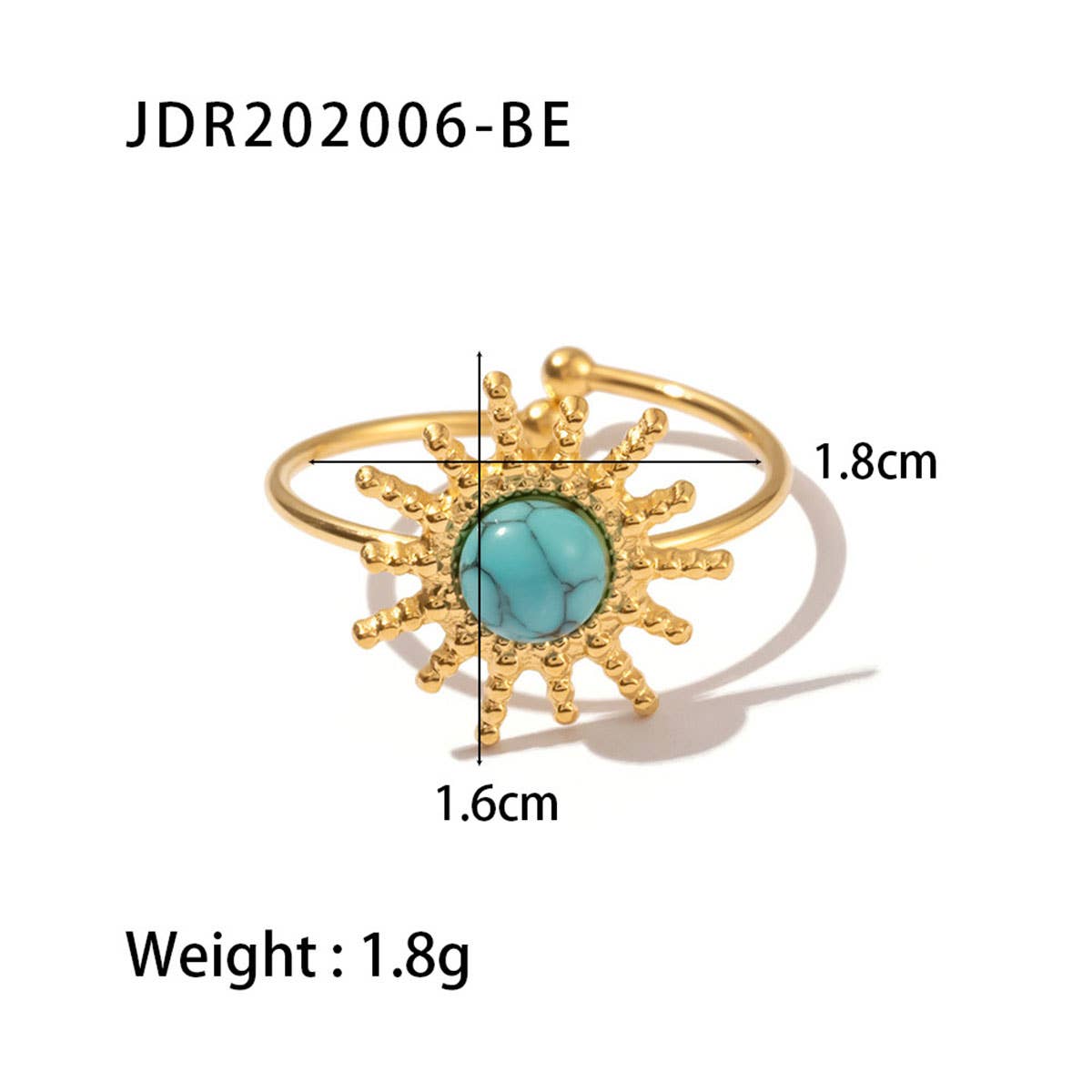 GOLD STAINLESS STEEL INLAID NATURAL STONE RINGS