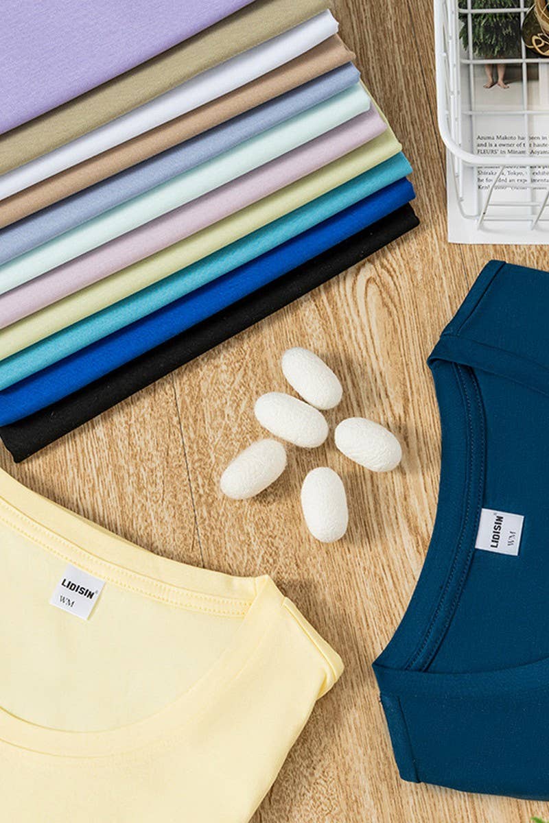 CWTTS1040_SOLID COLOR CASUAL ROUND NECK WOMEN T-SHIRT