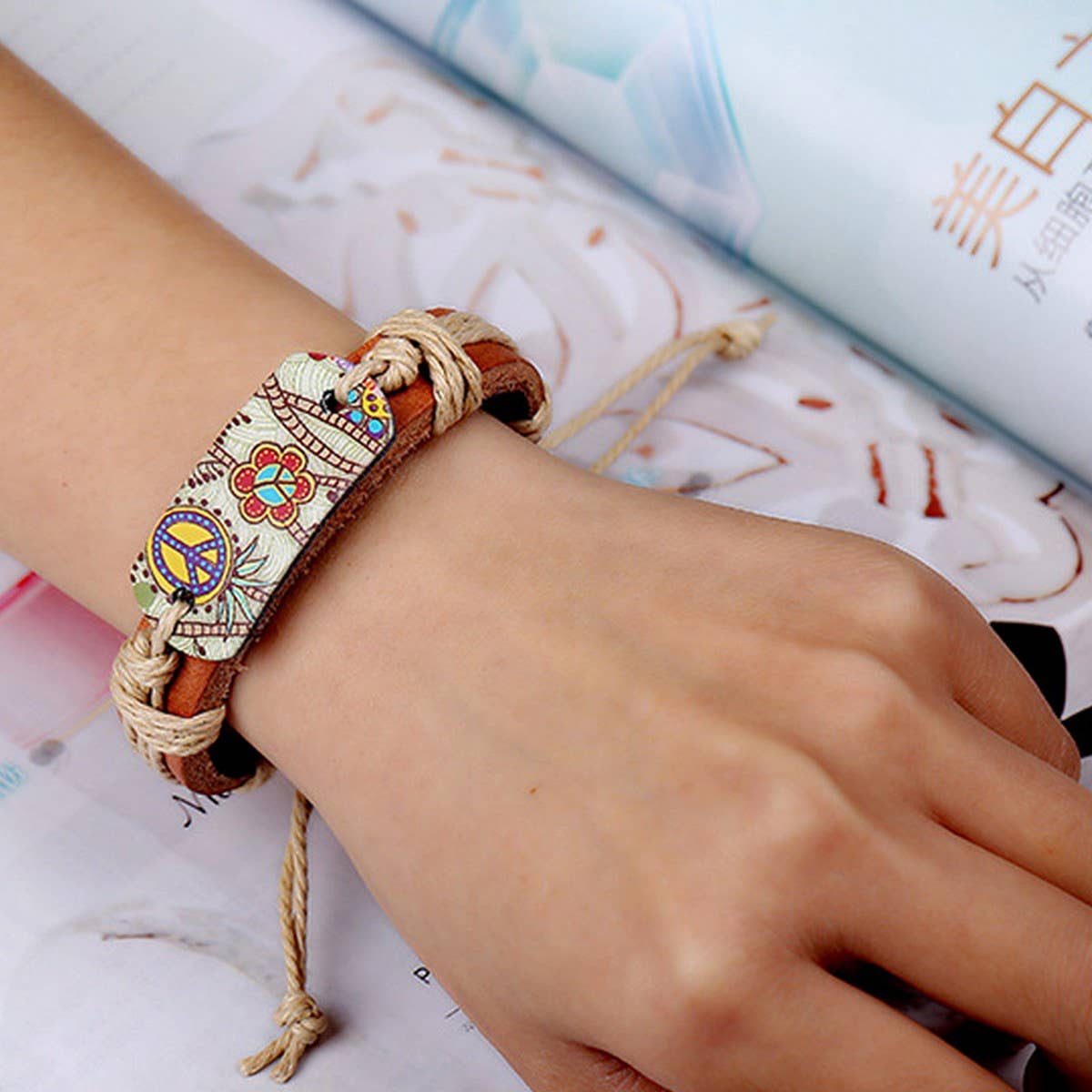 VINTAGE STYLE HEMP ROPE BRAIDED LEATHER BRACELET