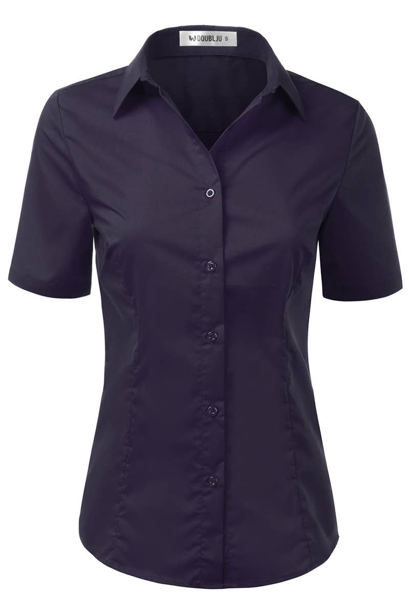 CWTSTS118-P_Slim Classic Short Sleeve Bttn Down Collar Shirt