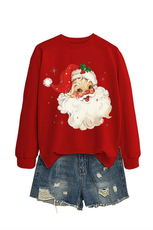 CWTBLL01324_SANTA CLAUS HEAD PATTERN PULLOVER SWEATSHIRT