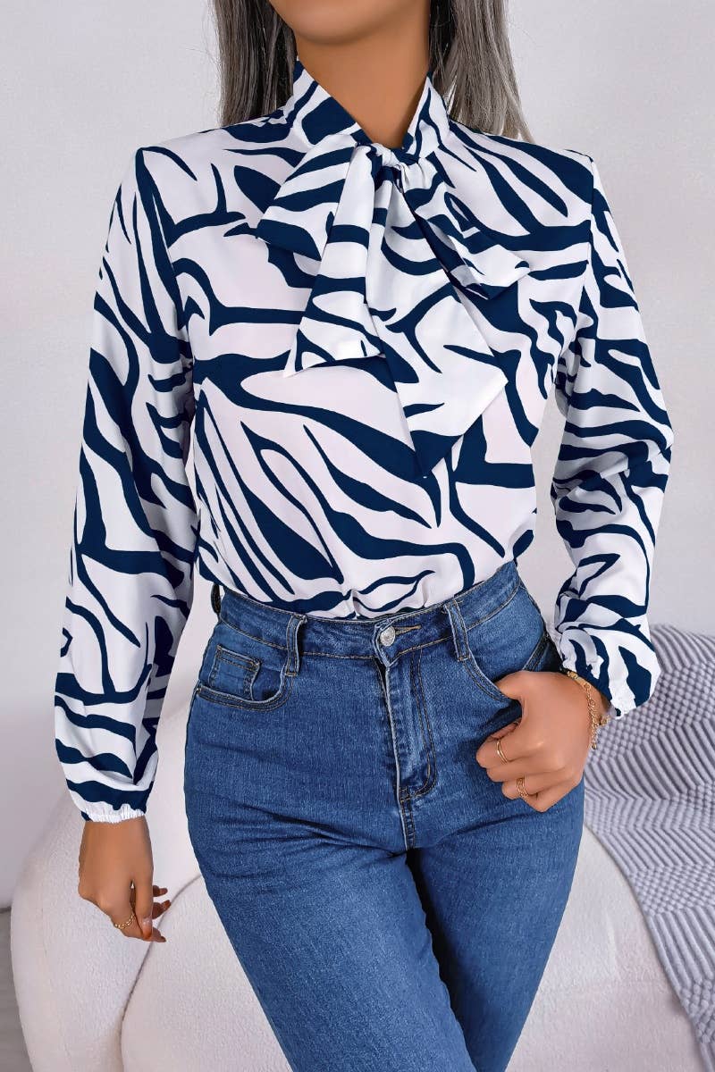 CWTSTL1202_CHIFFON BLOUSE WITH CONTRASTING STRIPES