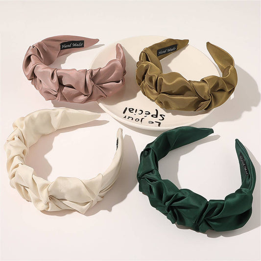 SOLID RUCHED WIDE SIMPLE CASUAL HEADBAND _CWAHA0243