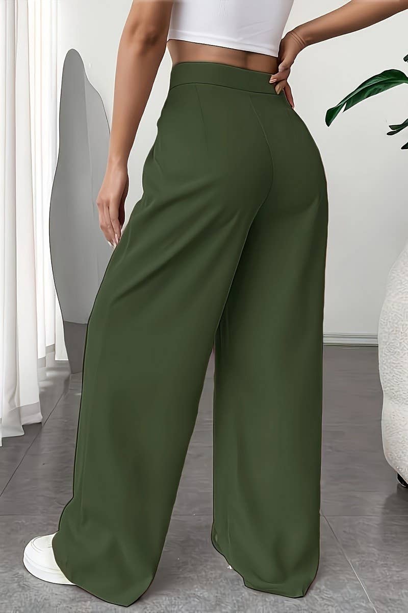 CWBLP1117_SOLID COLOR SUIT STRAIGHT WIDE-LEG PANTS