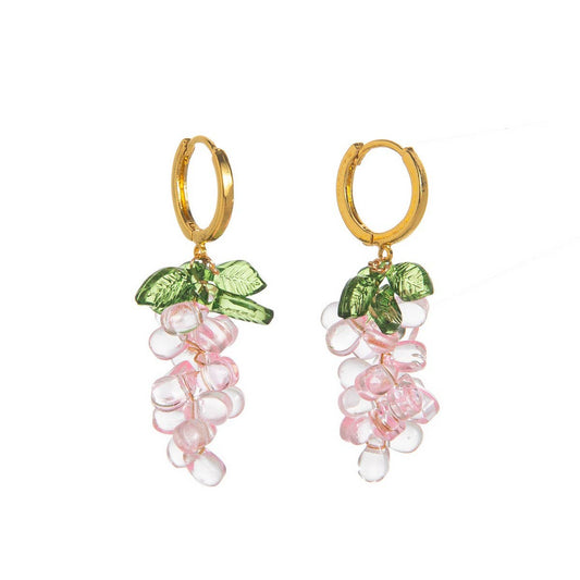 Colorful Grape Fruit 18K Gold Plated Earrings